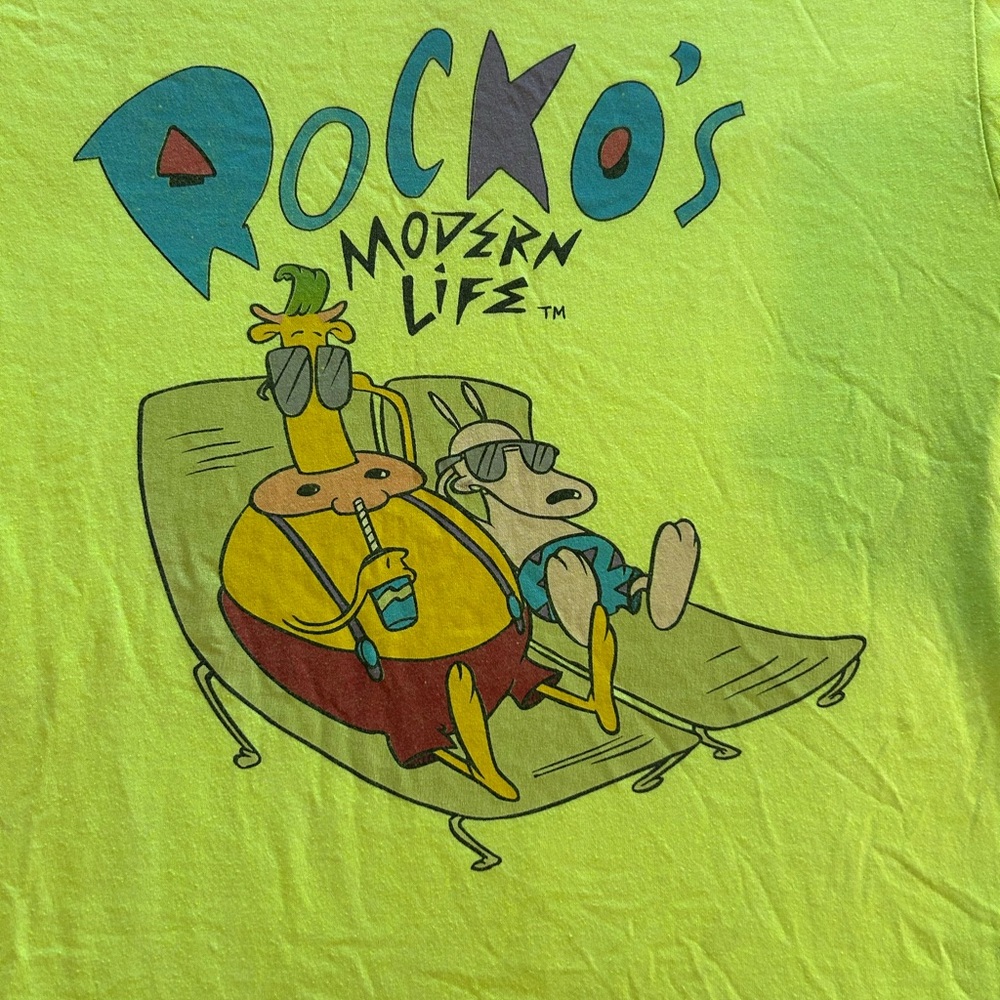 Nickelodeon Neon Yellow Rocko's Modern Life T-Shirt size XL - Picture 2 of 4